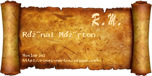 Rónai Márton névjegykártya